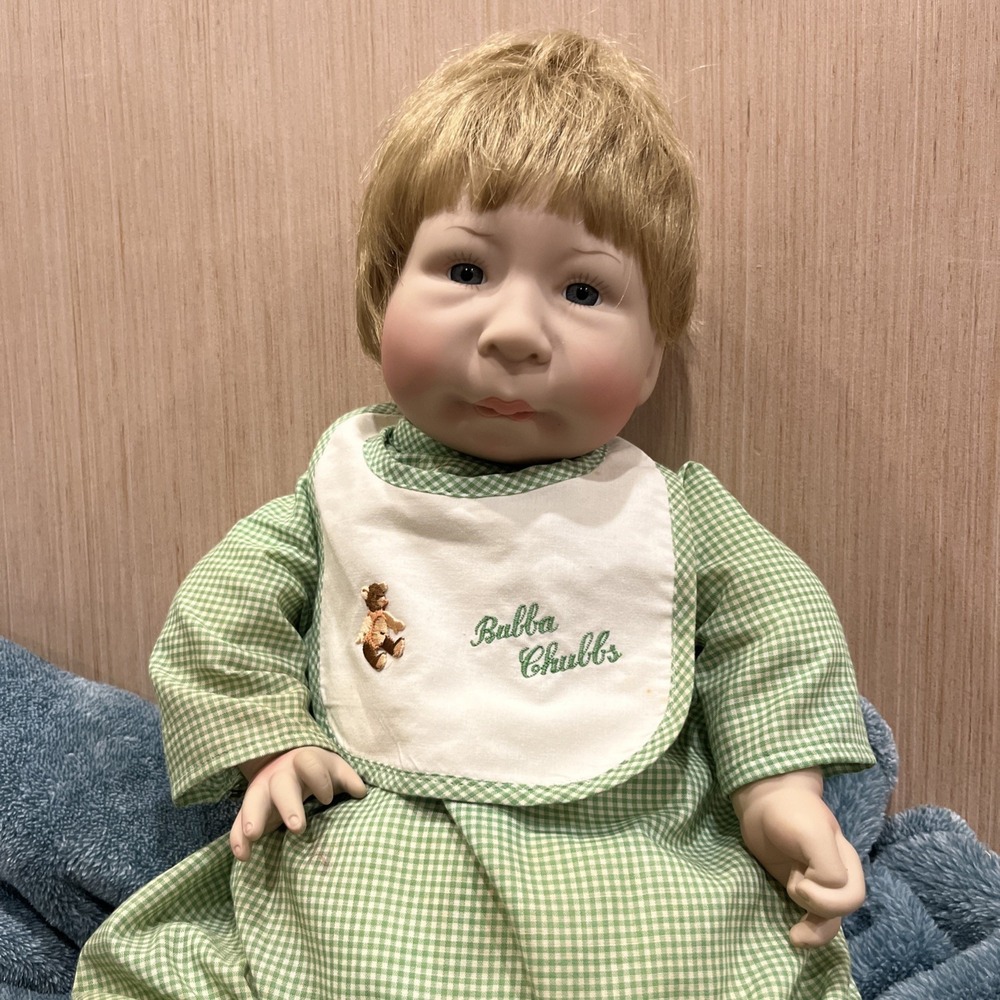 Vintage 1986 Lee Middleton Bubba Chubbs Boy Doll 21" Vinyl Green Outfit #4061